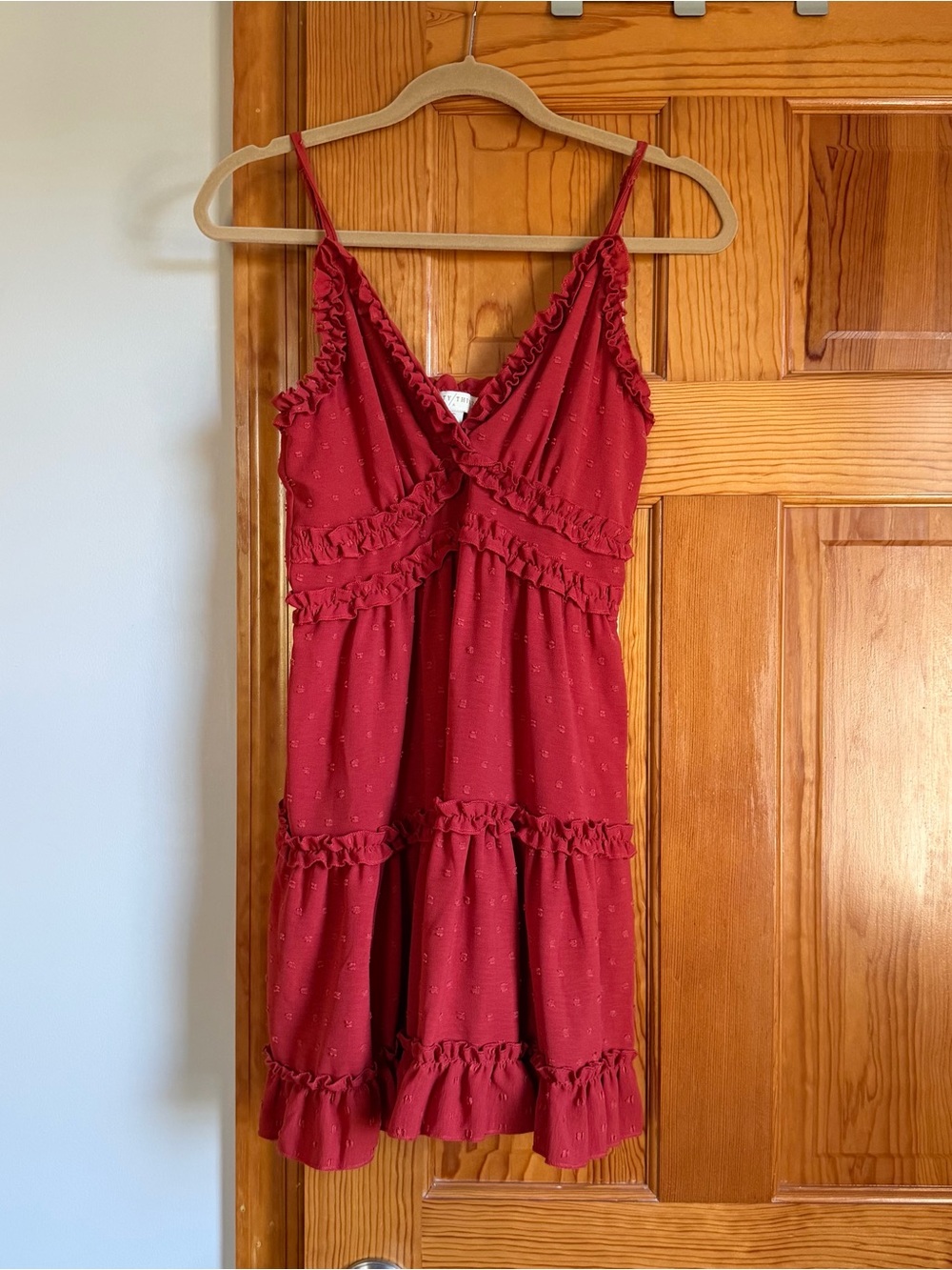 Red Ruffle Tiered Slip Dress - Women